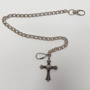 Silver Wallet Chain with Harley-Davidson Cross Skull Charm